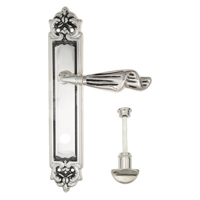Дверная ручка на планке Venezia Opera VNZ3839 PL96 натуральное серебро + черный