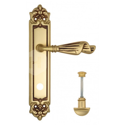 Дверная ручка на планке Venezia Opera VNZ3807 PL96 французское золото + коричневый