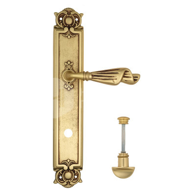 Дверная ручка на планке Venezia Opera VNZ3816 PL97 французское золото + коричневый