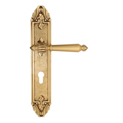 Дверная ручка на планке Venezia Pellestrina VNZ2560 PL90 французское золото + коричневый