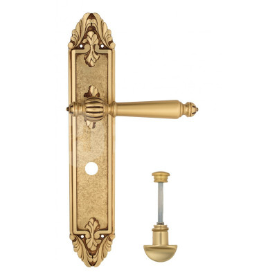 Дверная ручка на планке Venezia Pellestrina VNZ2566 PL90 французское золото + коричневый
