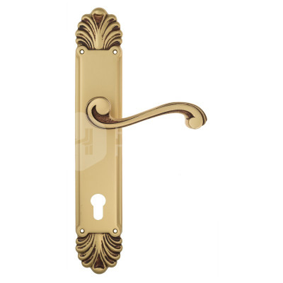 Дверная ручка на планке Venezia Vivaldi VNZ3412 PL87 французское золото + коричневый