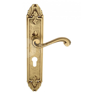 Дверная ручка на планке Venezia Vivaldi VNZ2598 PL90 французское золото + коричневый