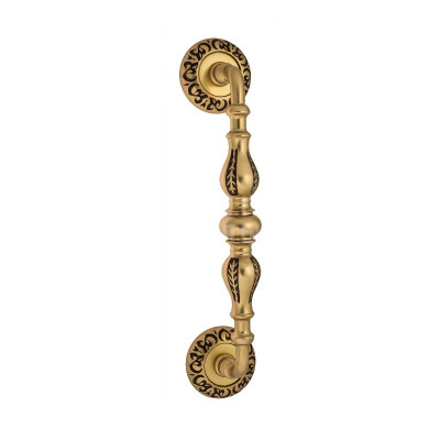 Дверная ручка скоба Venezia Gifestion VNZ966 D4 французское золото + коричневый, 290 мм (230 мм)