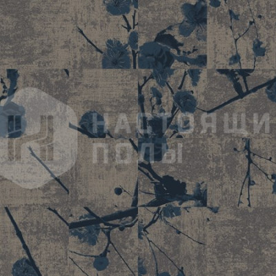 Ковровая плитка Ege Rawline Scala Velvet Bloom Blue, 480 x 480 мм