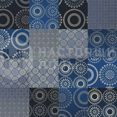 Ковровая плитка Ege Highline 80/20 1400 New Spanish Tile Blue, 480 x 480 мм