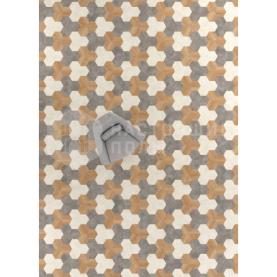 ПВХ плитка клеевая Moduleo Moods 219 Hexagon Motion Wood Soft 46110 Юрский Камень + 46960 Юрский Камень + 24280 Дуб Вердон