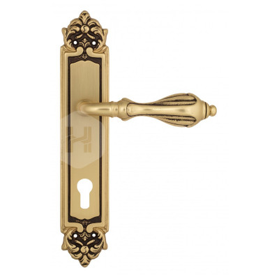 Дверная ручка на планке Venezia Anafesto VNZ844 PL96 французское золото + коричневый
