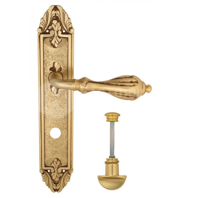 Дверная ручка на планке Venezia Anafesto VNZ2282 PL90 французское золото + коричневый