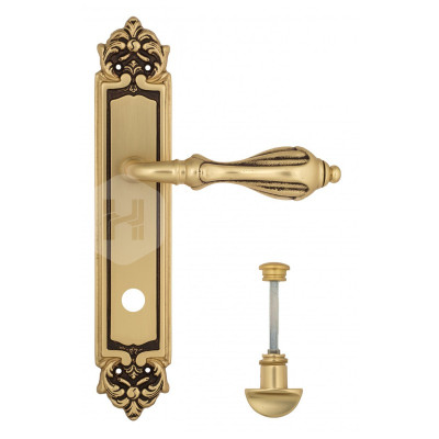 Дверная ручка на планке Venezia Anafesto VNZ886 PL96 французское золото + коричневый
