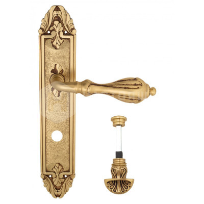 Дверная ручка на планке Venezia Anafesto VNZ2285 PL90 французское золото + коричневый