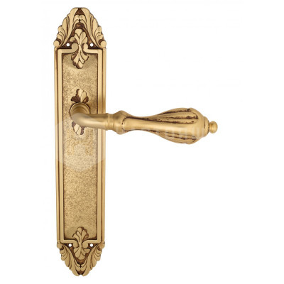 Дверная ручка на планке Venezia Anafesto VNZ2291 PL90 французское золото + коричневый