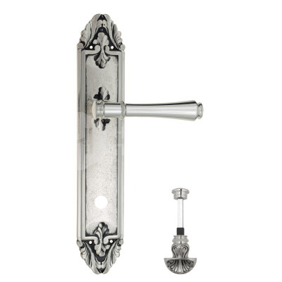 Дверная ручка на планке Venezia Callisto VNZ1505 PL90 натуральное серебро + черный