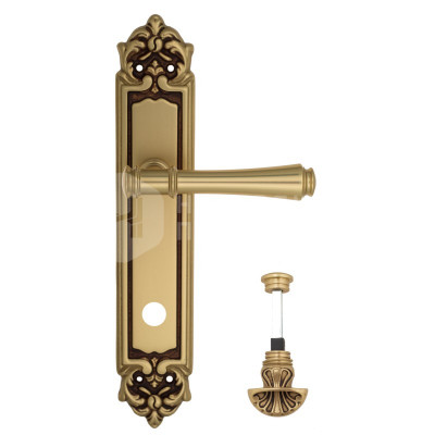 Дверная ручка на планке Venezia Callisto VNZ1526 PL96 французское золото + коричневый