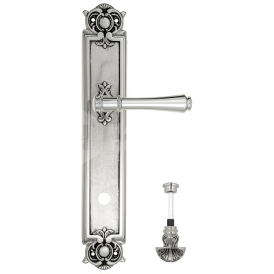 Дверная ручка на планке Venezia Callisto VNZ1555 PL97 натуральное серебро + черный