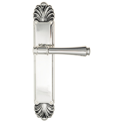 Дверная ручка на планке Venezia Callisto VNZ3351 PL87 натуральное серебро + черный