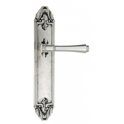 Дверная ручка на планке Venezia Callisto VNZ1503 PL90 натуральное серебро + черный