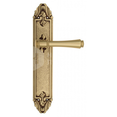 Дверная ручка на планке Venezia Callisto VNZ1507 PL90 французское золото + коричневый