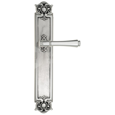 Дверная ручка на планке Venezia Callisto VNZ1553 PL97 натуральное серебро + черный