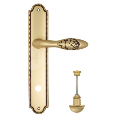 Дверная ручка на планке Venezia Casanova VNZ1594 PL98 французское золото + коричневый