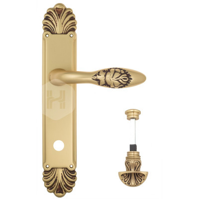 Дверная ручка на планке Venezia Casanova VNZ3430 PL87 французское золото + коричневый