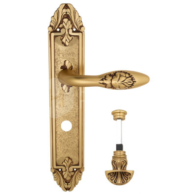 Дверная ручка на планке Venezia Casanova VNZ2422 PL90 французское золото + коричневый
