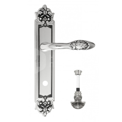 Дверная ручка на планке Venezia Casanova VNZ2649 PL96 натуральное серебро + черный