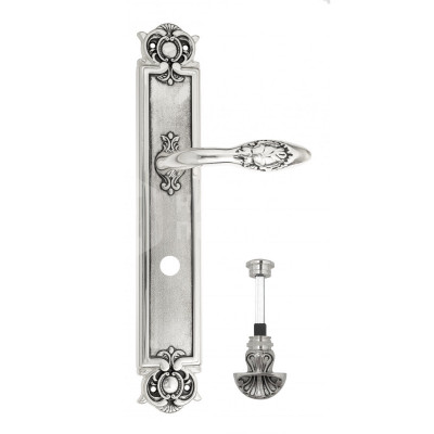 Дверная ручка на планке Venezia Casanova VNZ2646 PL97 натуральное серебро + черный