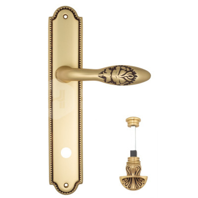 Дверная ручка на планке Venezia Casanova VNZ1595 PL98 французское золото + коричневый