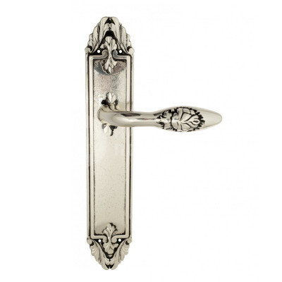 Дверная ручка на планке Venezia Casanova VNZ2423 PL90 натуральное серебро + черный