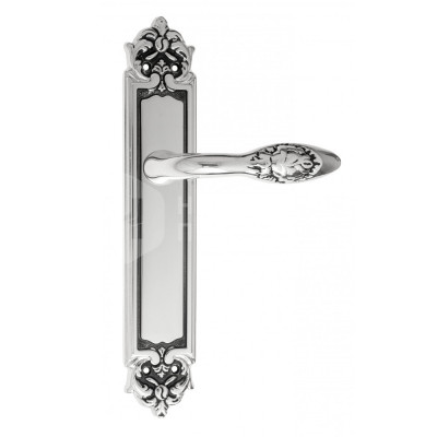 Дверная ручка на планке Venezia Casanova VNZ1397 PL96 натуральное серебро + черный