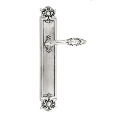 Дверная ручка на планке Venezia Casanova VNZ1399 PL97 натуральное серебро + черный