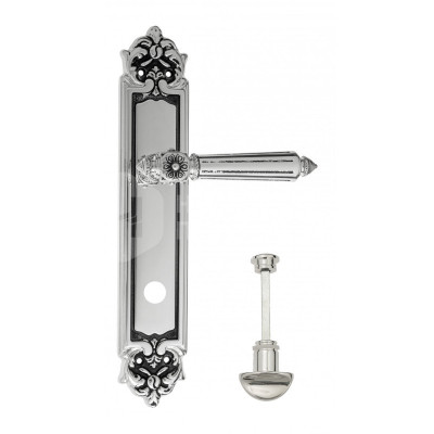 Дверная ручка на планке Venezia Castello VNZ1332 PL96 натуральное серебро + черный