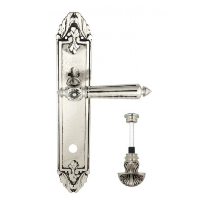 Дверная ручка на планке Venezia Castello VNZ2615 PL90 натуральное серебро + черный
