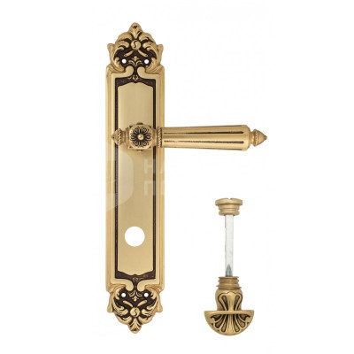 Дверная ручка на планке Venezia Castello VNZ2655 PL96 французское золото + коричневый