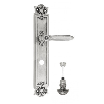 Дверная ручка на планке Venezia Castello VNZ2653 PL97 натуральное серебро + черный