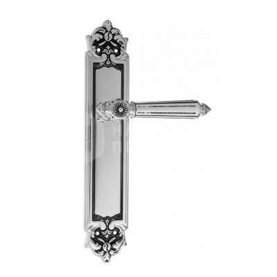 Дверная ручка на планке Venezia Castello VNZ1334 PL96 натуральное серебро + черный