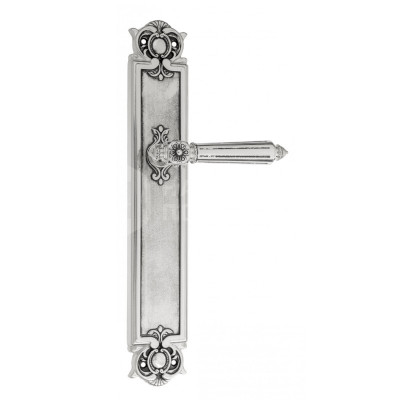 Дверная ручка на планке Venezia Castello VNZ1331 PL97 натуральное серебро + черный
