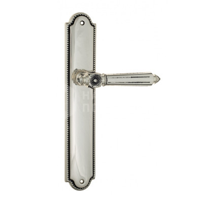 Дверная ручка на планке Venezia Castello VNZ1573 PL98 натуральное серебро + черный