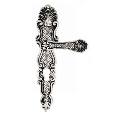 Дверная ручка на планке Venezia Fenice VNZ2141 PL92 натуральное серебро + черный