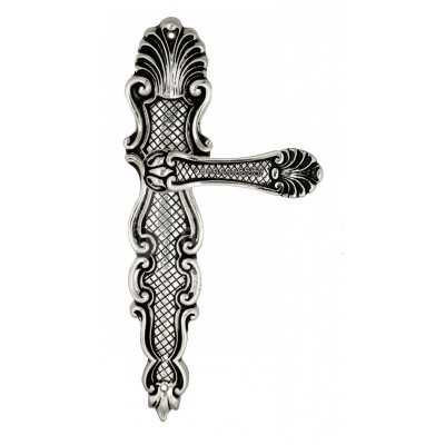 Дверная ручка на планке Venezia Fenice VNZ2118 PL92 натуральное серебро + черный