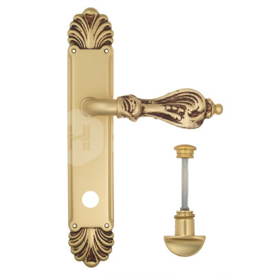 Дверная ручка на планке Venezia Florence VNZ3329 PL87 французское золото + коричневый