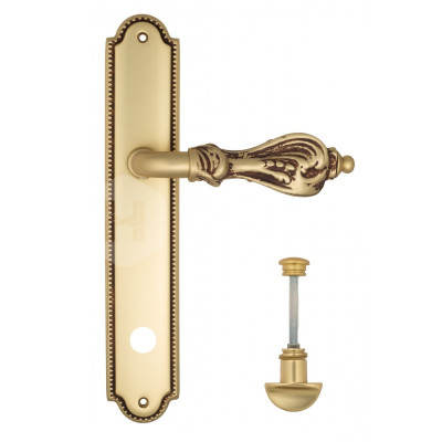 Дверная ручка на планке Venezia Florence VNZ3174 PL98 французское золото + коричневый