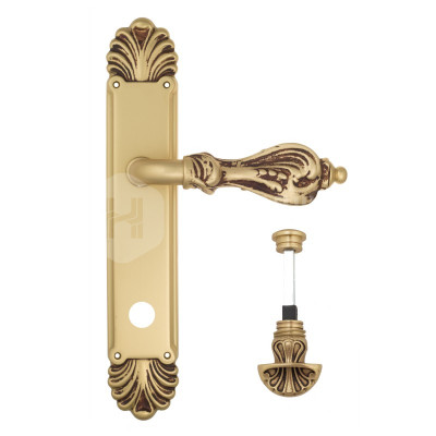 Дверная ручка на планке Venezia Florence VNZ3330 PL87 французское золото + коричневый