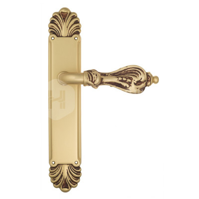 Дверная ручка на планке Venezia Florence VNZ3331 PL87 французское золото + коричневый