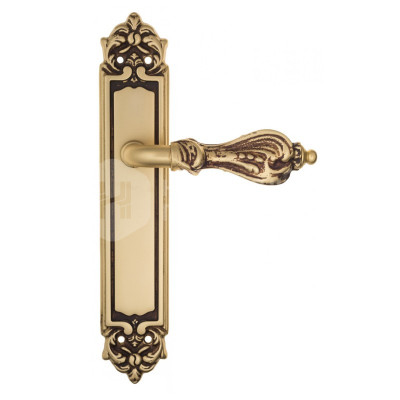 Дверная ручка на планке Venezia Florence VNZ3165 PL96 французское золото + коричневый