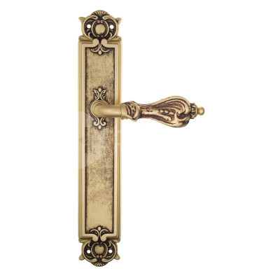 Дверная ручка на планке Venezia Florence VNZ3169 PL97 французское золото + коричневый