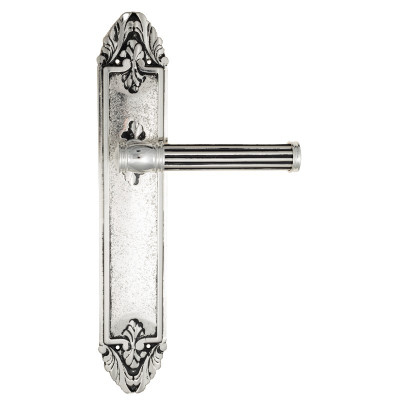 Дверная ручка на планке Venezia Impero VNZ1975 PL90 натуральное серебро + черный