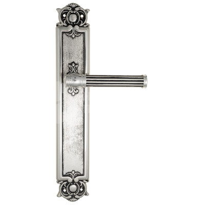 Дверная ручка на планке Venezia Impero VNZ2350 PL97 натуральное серебро + черный
