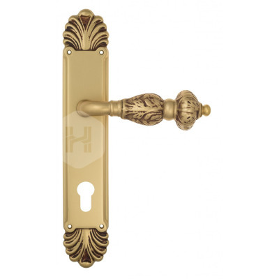 Дверная ручка на планке Venezia Lucrecia VNZ2875 PL87 французское золото + коричневый